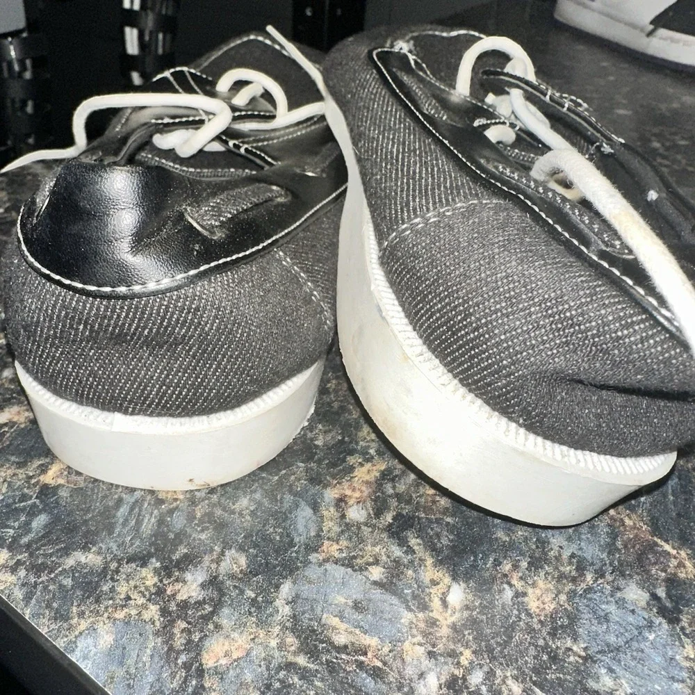 Tim Evans England Loafers Boat Shoes Mens Size 10 Black Canvas Lined Laces